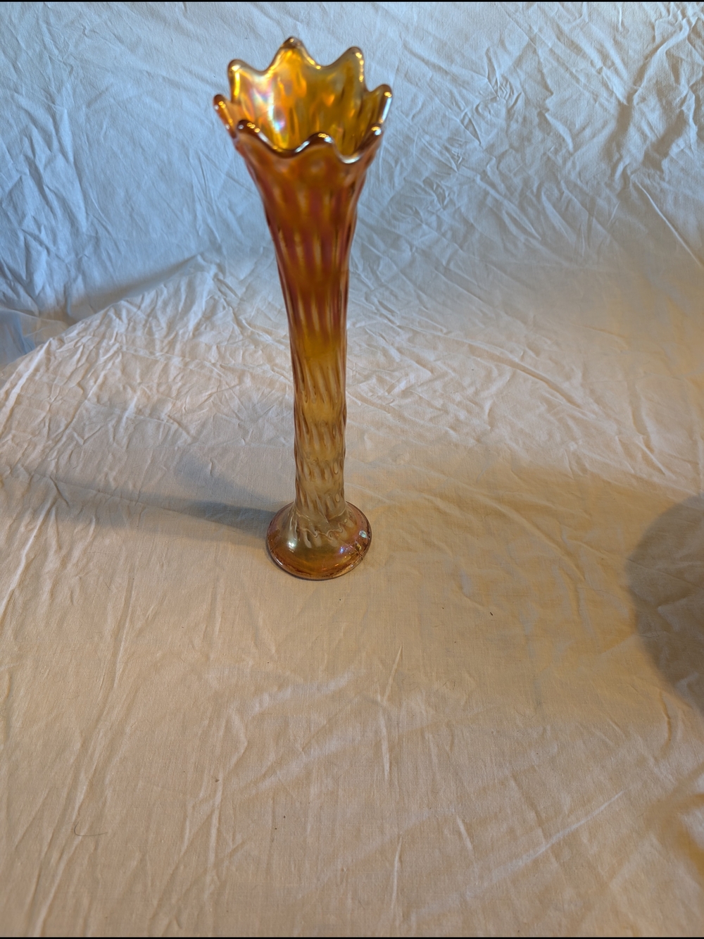 2/20$ Vintage Amber Iridescent Trumpet Vase